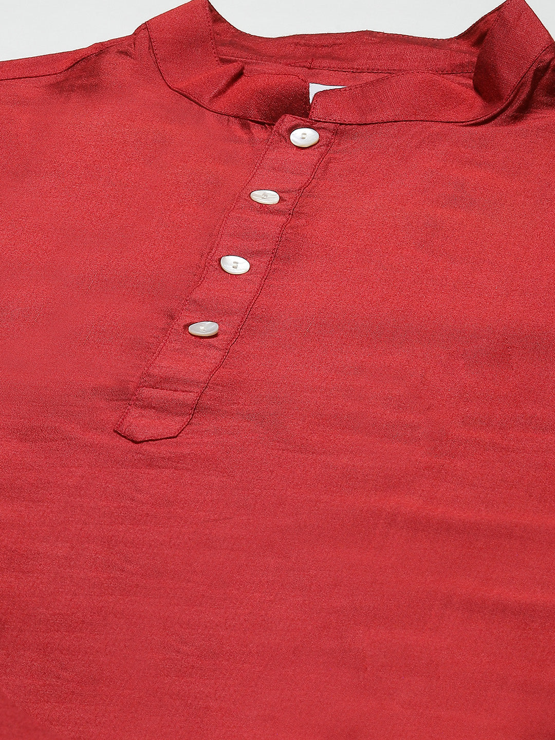 Men Red Kurta Jacket Set - Image 5