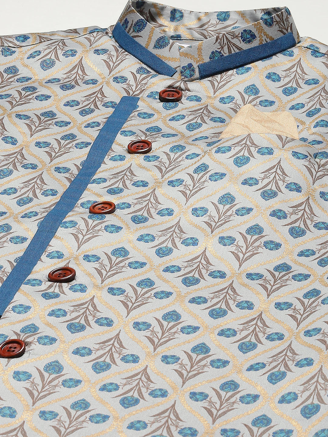 Kisah Men Blue Kurta Jacket Set - Image 5