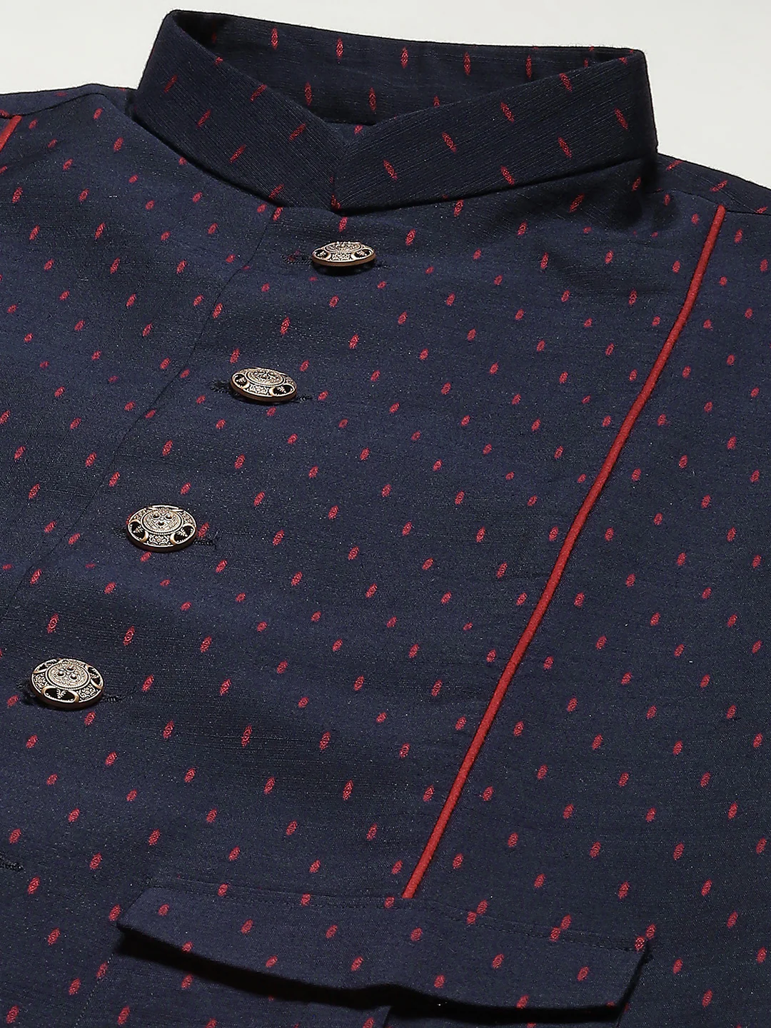 Kisah Men Navy Blue Kurta Jacket Set - Image 4