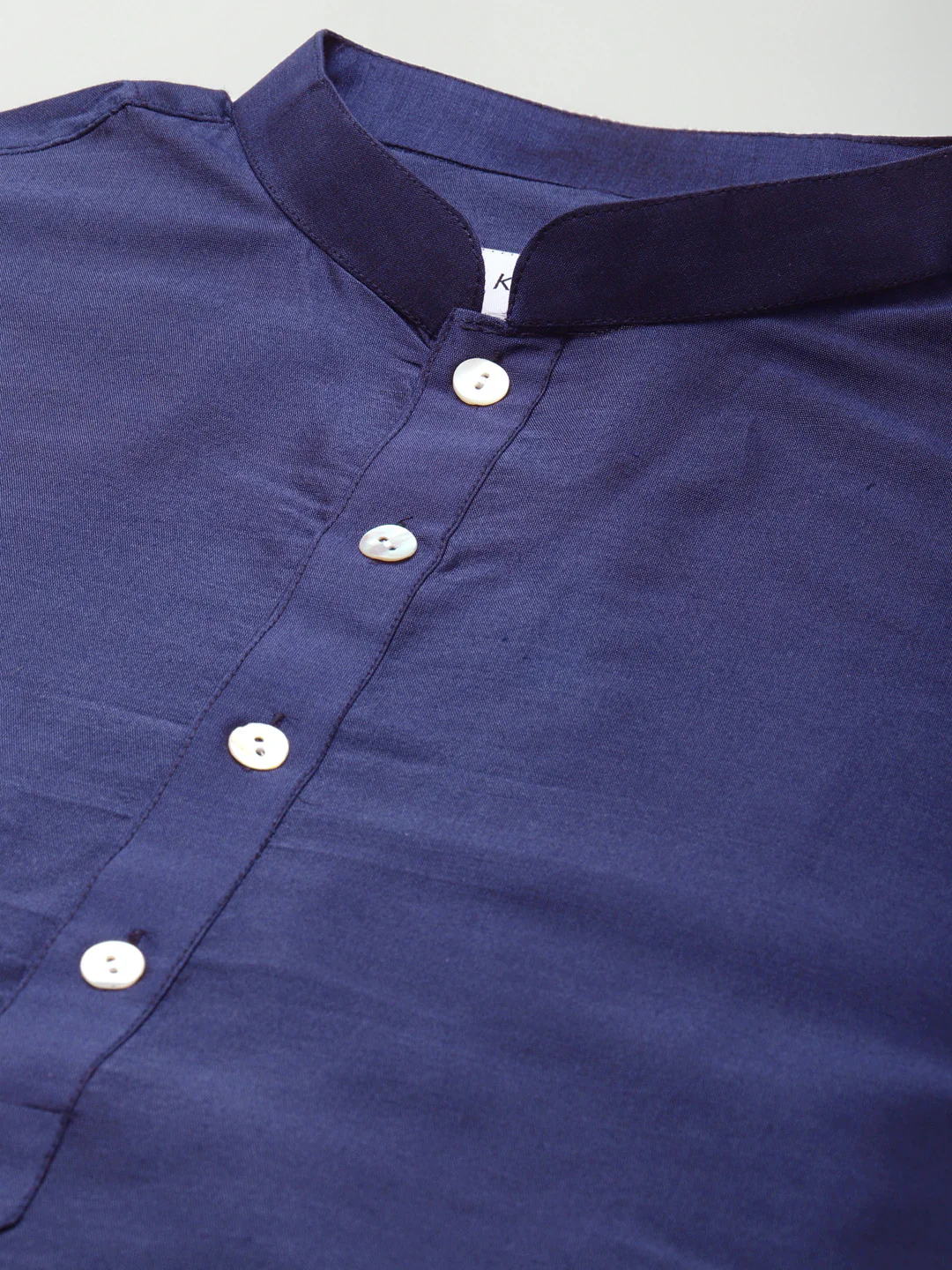 Men's Navy Blue Kurta Churidar With Dupatta Set - Image 4