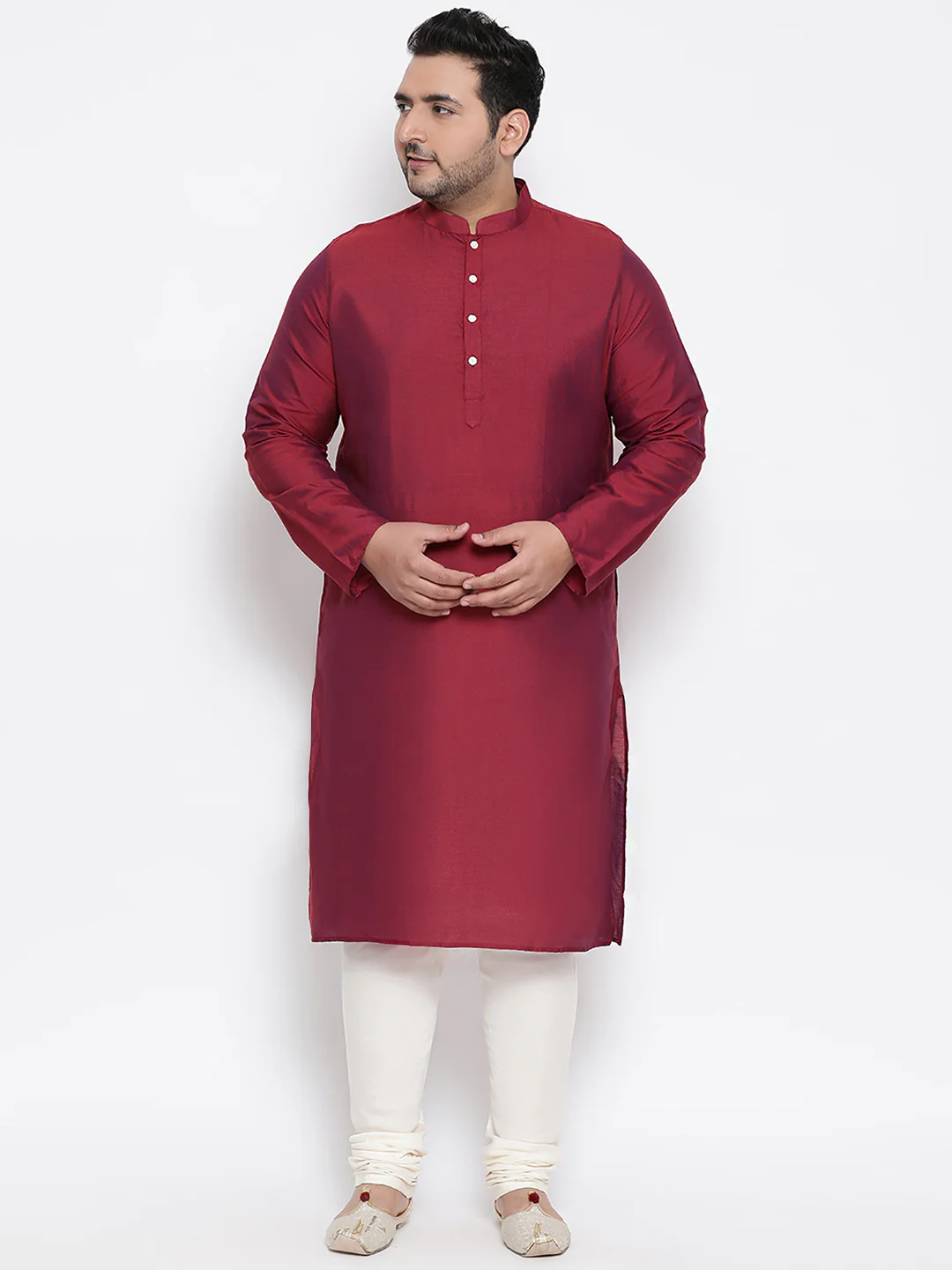 Men's Mauve Kurta Churidar Jacket Set - Image 5