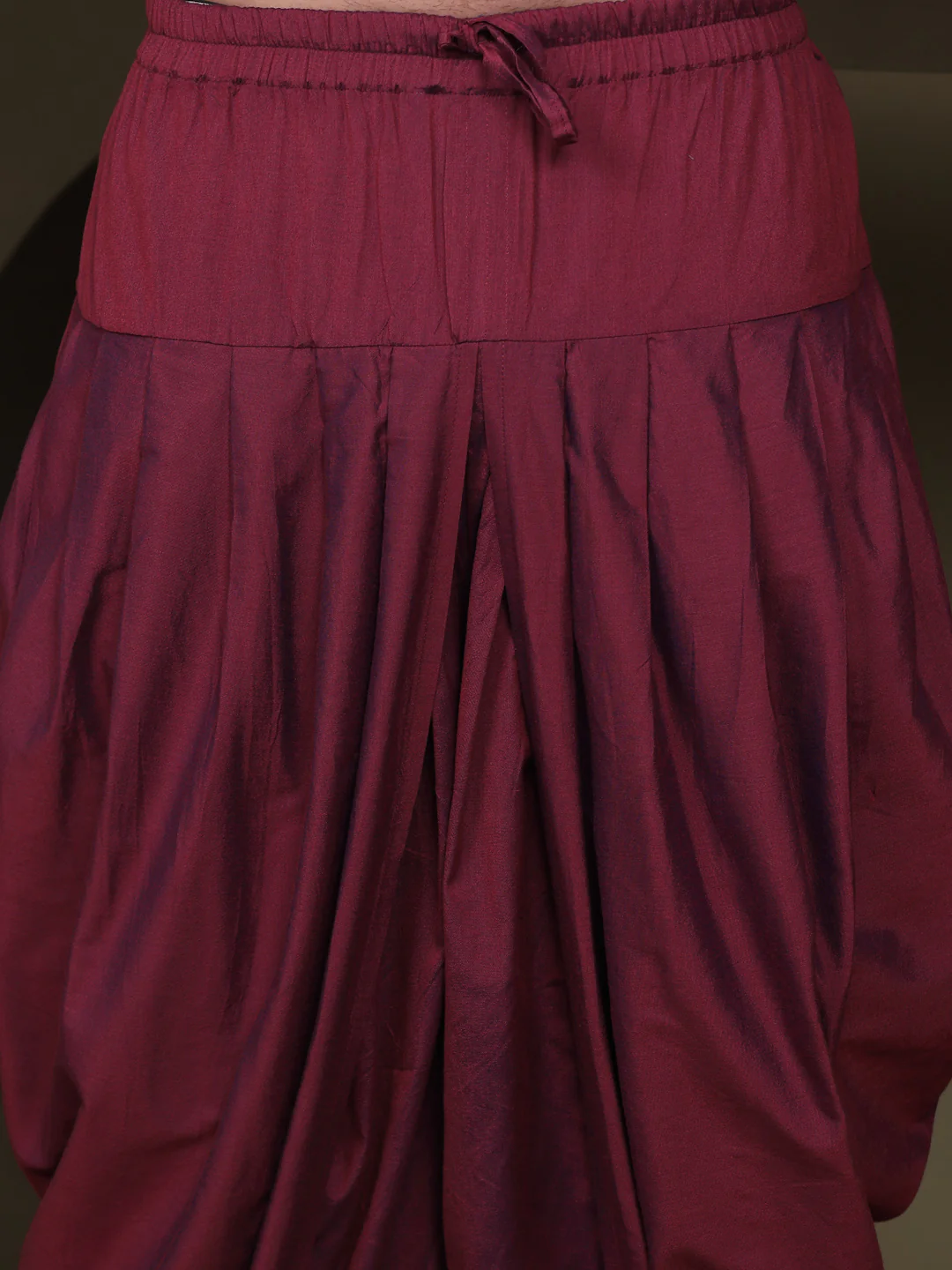 Maroon Silk Blend Embroidered Jacket Set with Dhoti - Image 7
