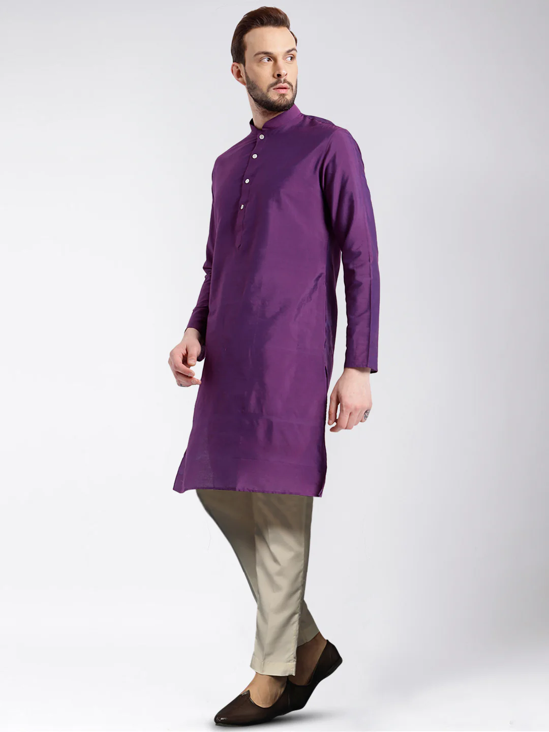 Men's Purple Kurta Trousers Set - Image 2