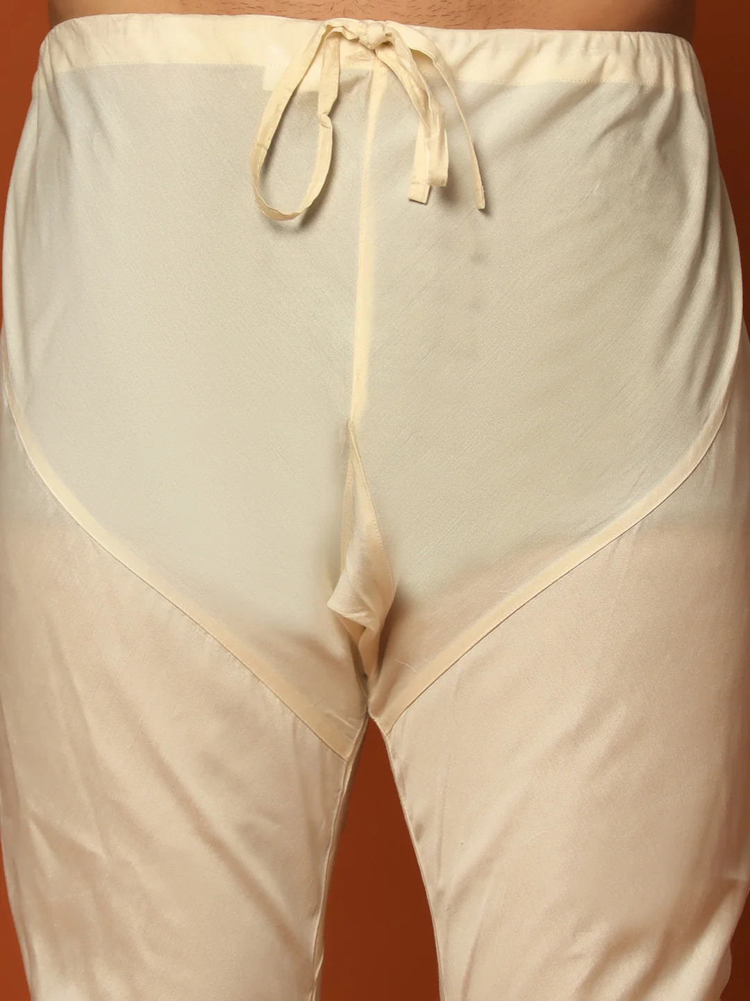 Peach Silk Blend Textured Nehru Jacket Kurta Churidar - Image 7