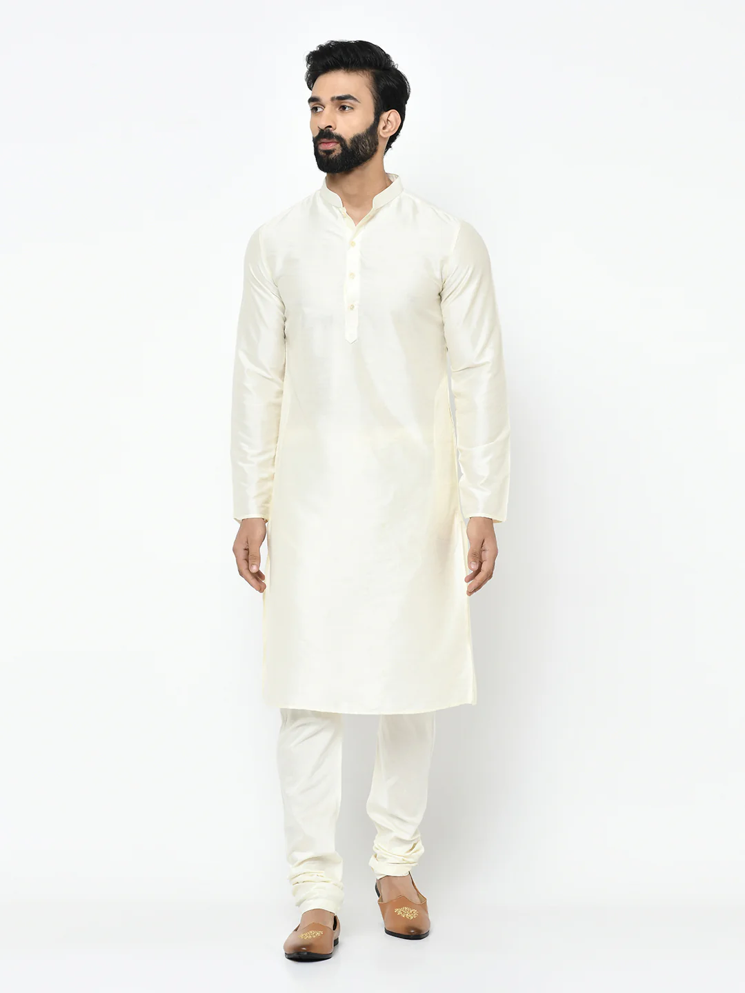 Pink Nehru Jacket Set – Woven Ethnic Motifs Kurta with Cream Churidar – Festive & Wedding Wear - Image 7