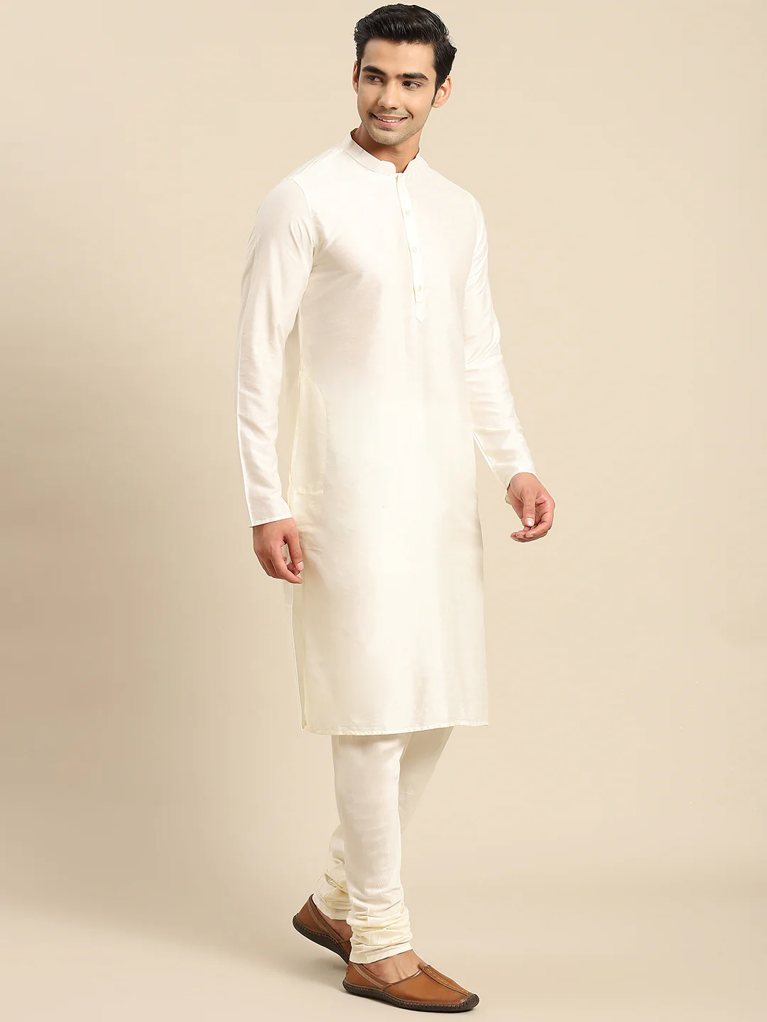 Men Green Kurta Jacket Set - Image 7