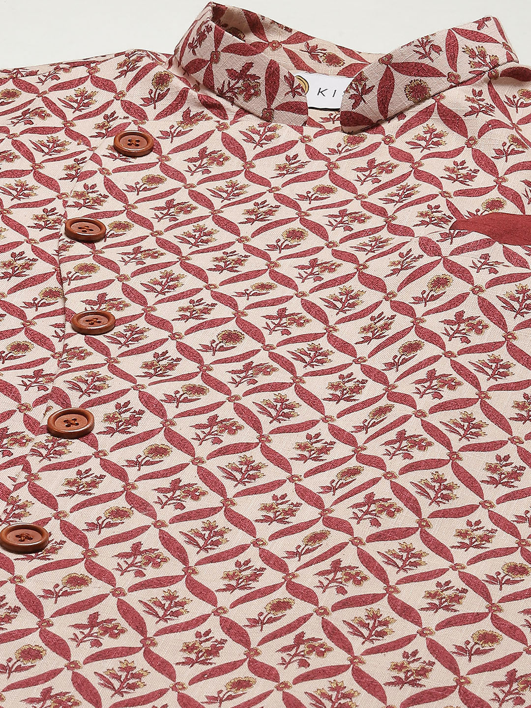 Kisah Men Maroon Kurta Jacket Set - Image 4