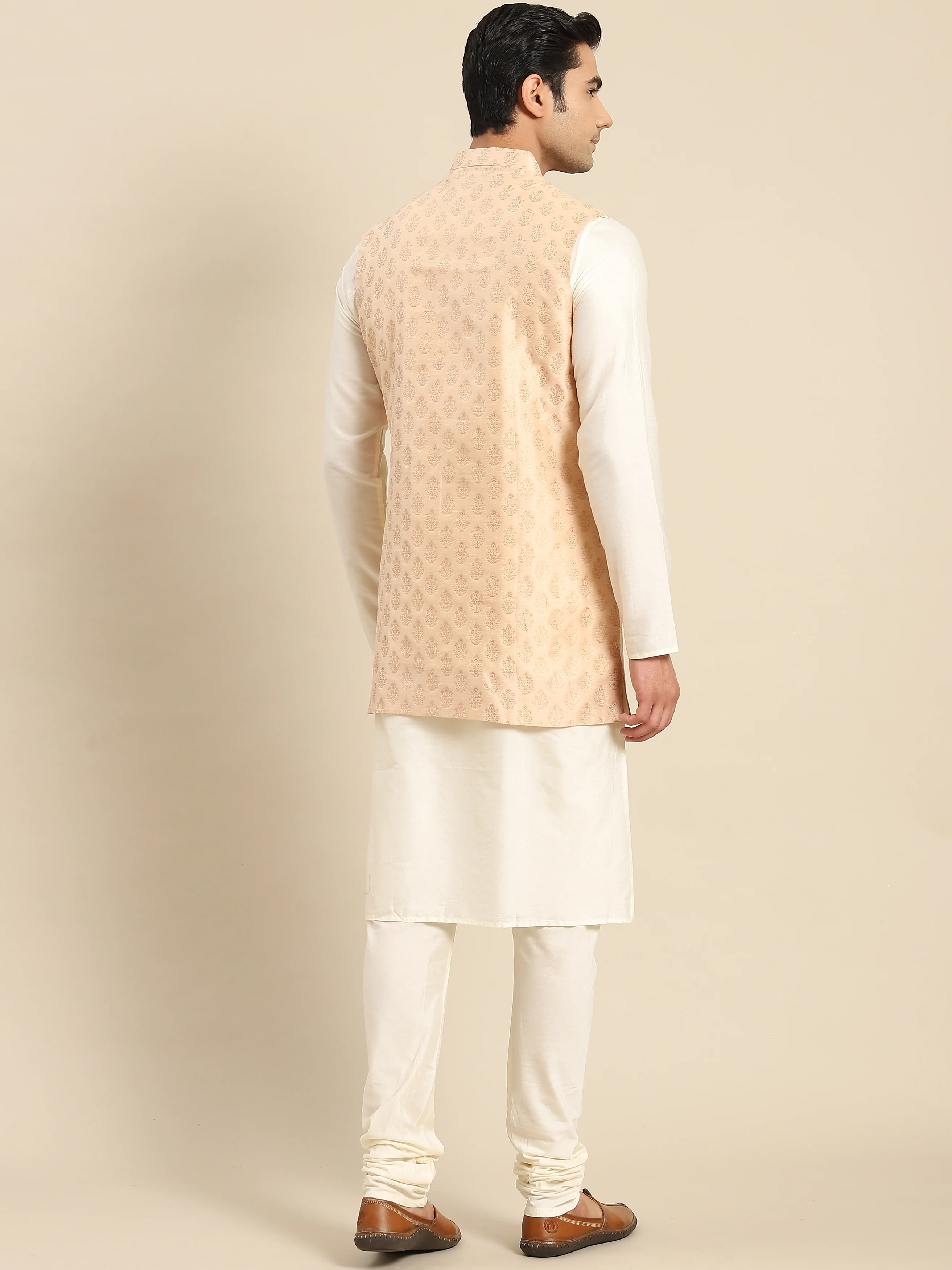 Kisah Men Taupe Kurta Jacket Set - Image 9