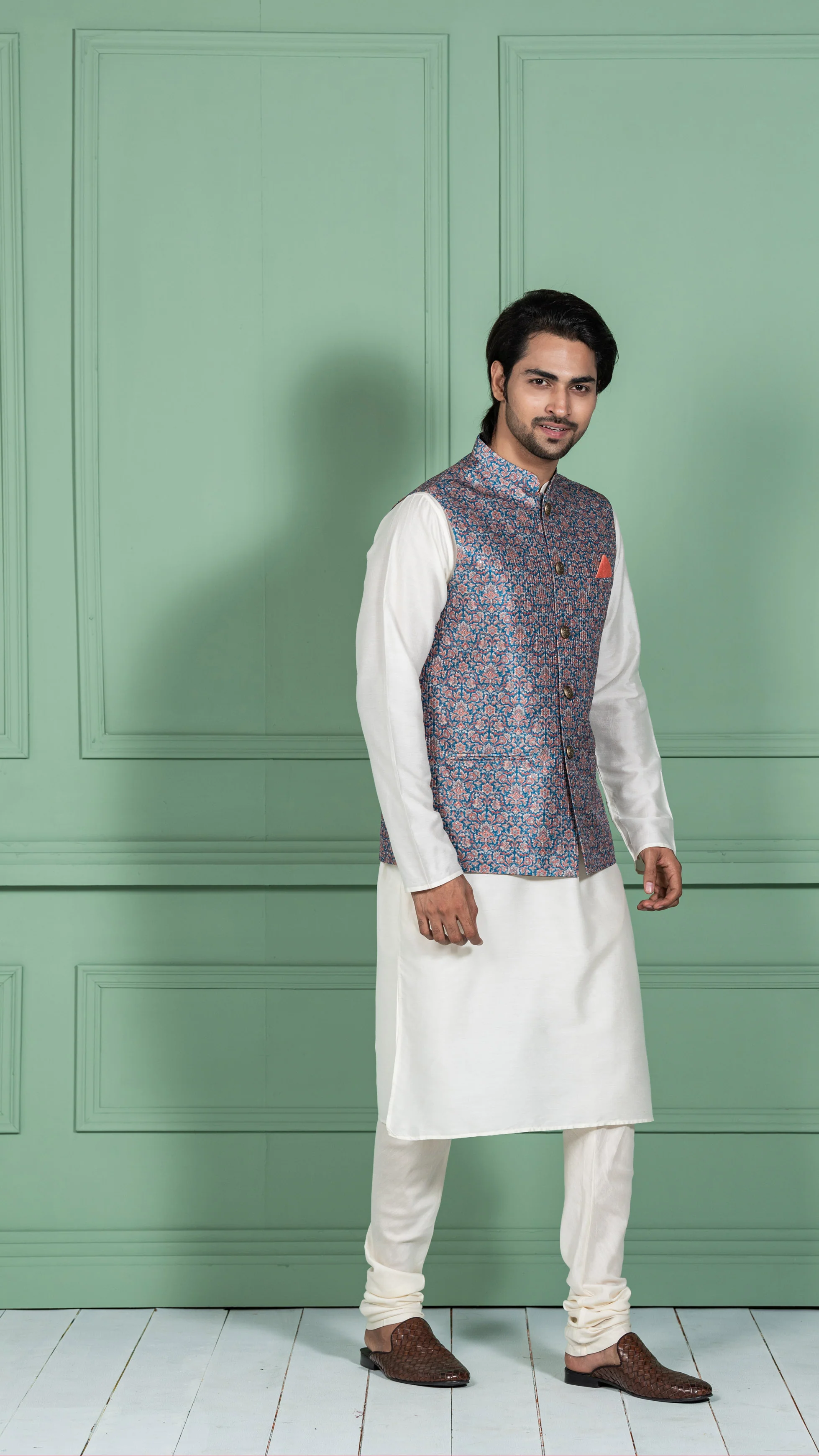 Kisah Men Blue Kurta Jacket Set - Image 2