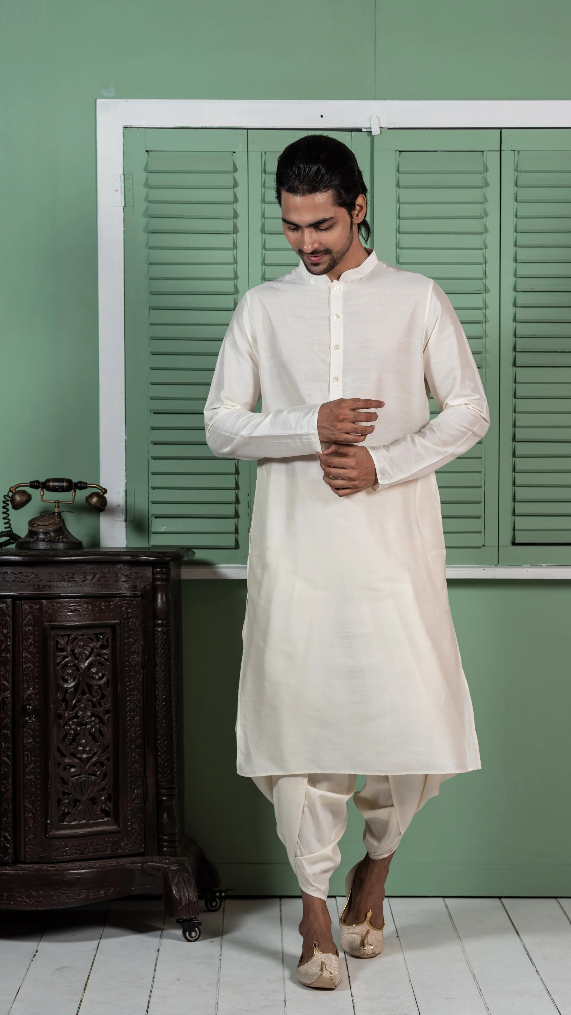 Kisah Men Navy Blue Kurta Jacket Set - Image 7