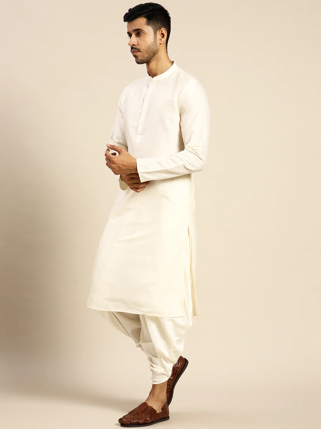 Men Green Color Kurta Jacket Set - Image 3