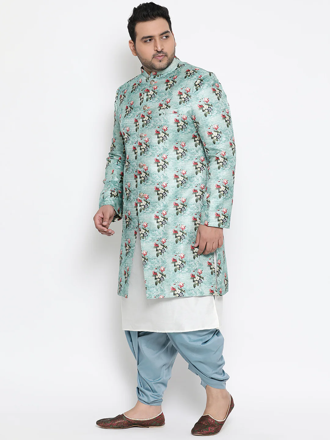 Kisah Men's Blue Indowestern Set With Dhoti - Image 2