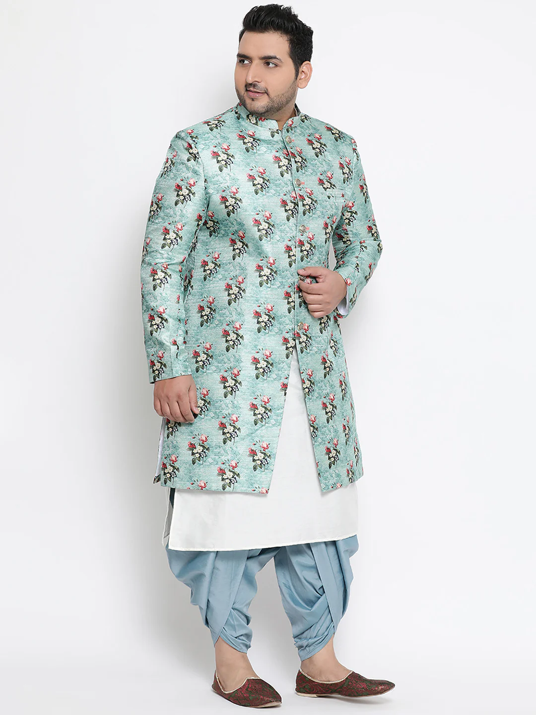 Kisah Men's Blue Indowestern Set With Dhoti - Image 3