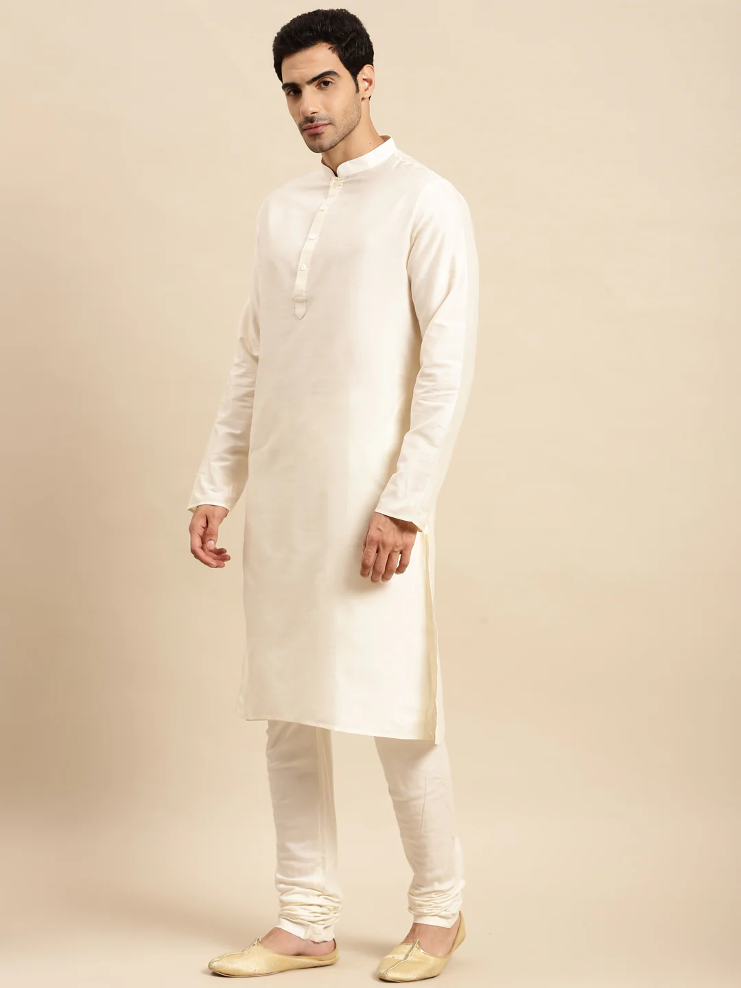 Men Blue Textured Kurta Indowestern Churidar Set - Image 5