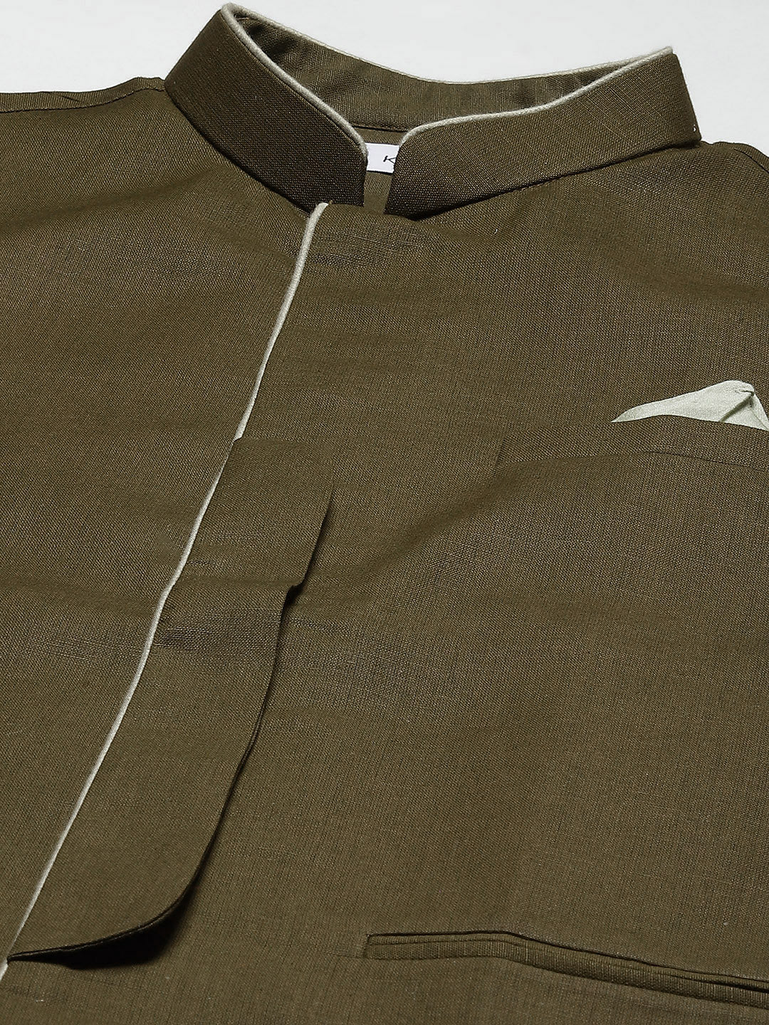 Kisah Men Olive Kurta Jacket Set - Image 4