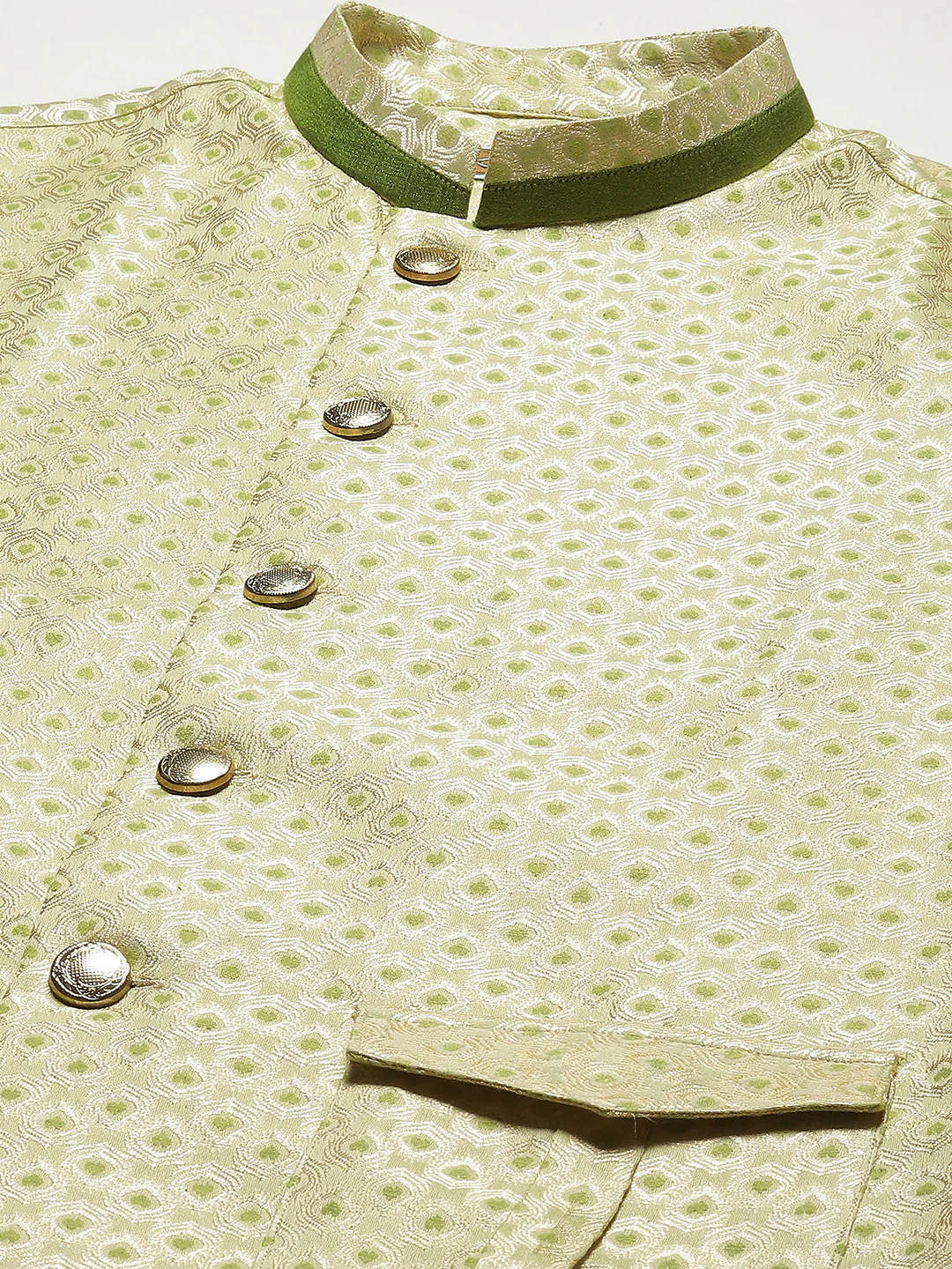 Kisah Men Gold Kurta Jacket Set - Image 4