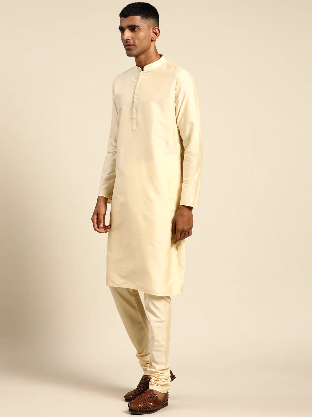 Men Green Color Kurta Jacket Set - Image 4