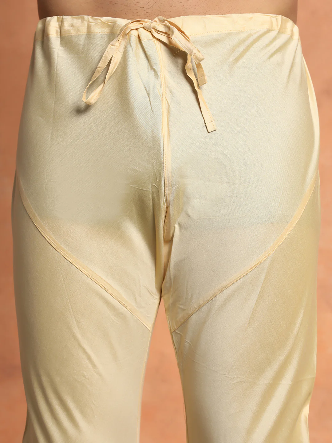 Yellow Jacquard Jacket Kurta Churidar Set - Image 7