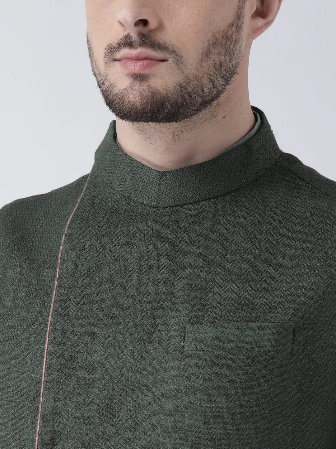 Men's Green Kurta Jacket Dhoti Set - Image 5