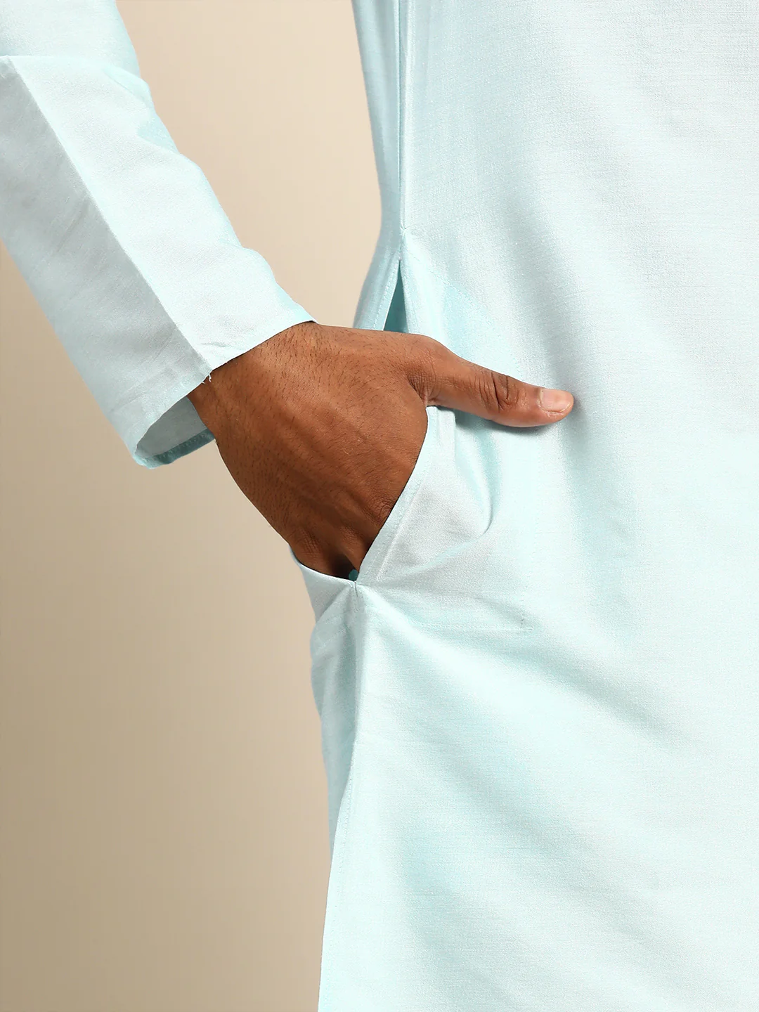 Men's Blue Indowestern Set With Kurta and Churidar - Image 6