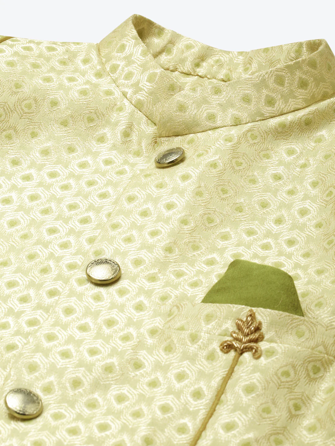 Men's Gold Indowestern Set With Kurta and Dhoti - Image 4