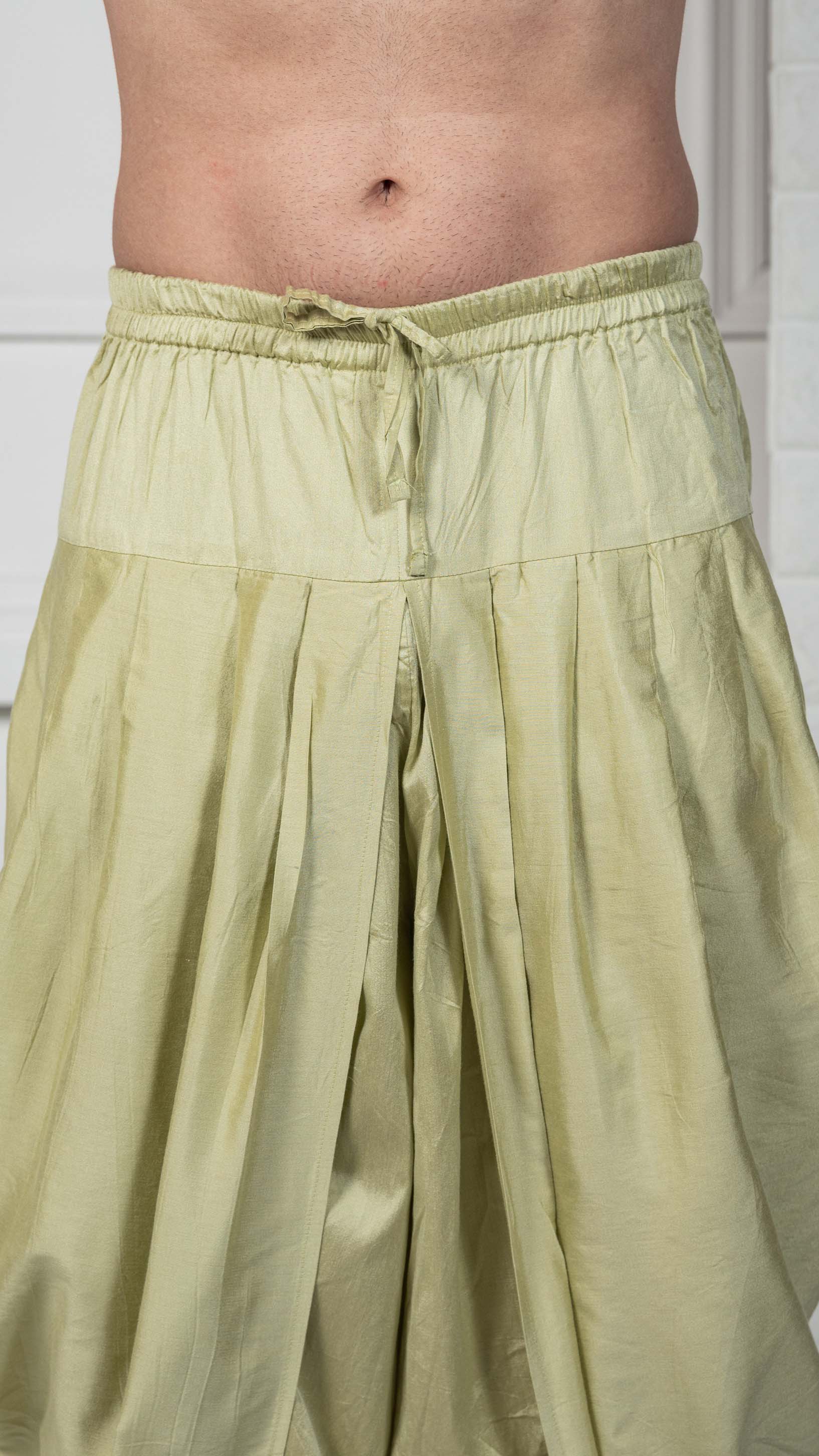 Light Green Silk Blend Kurta Dhoti Dupatta Set - Image 4
