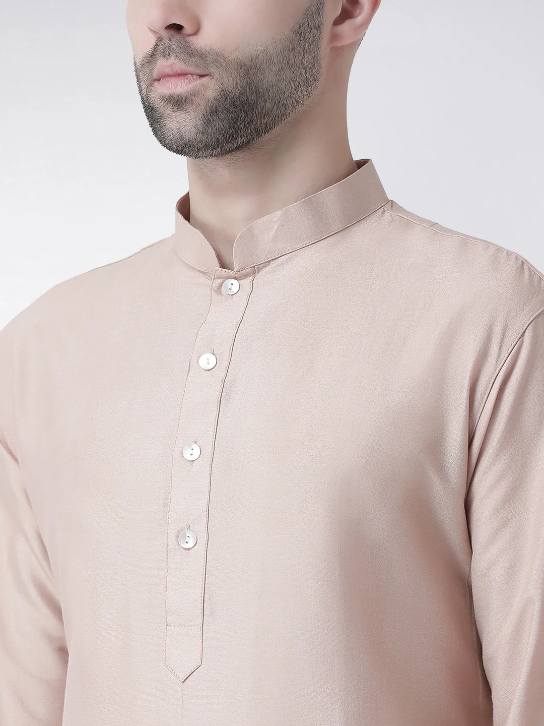 Men's Dark Cream Kurta Churidar Set - Image 4