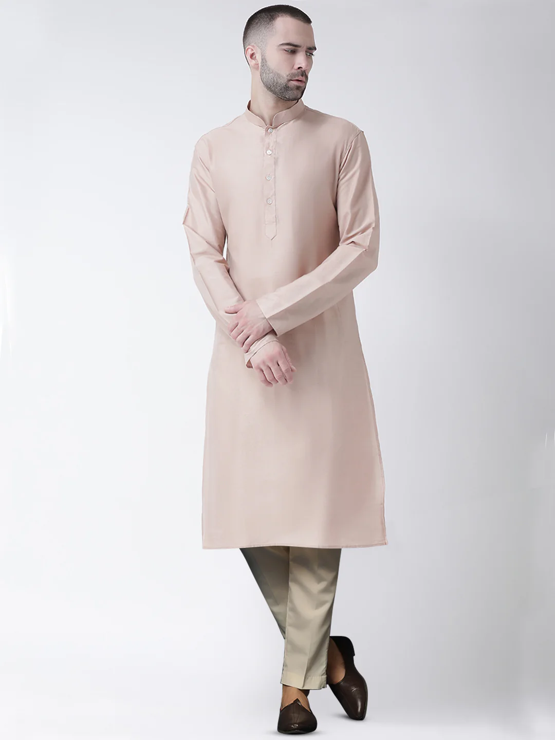 Men's Nude Kurta Trousers Set