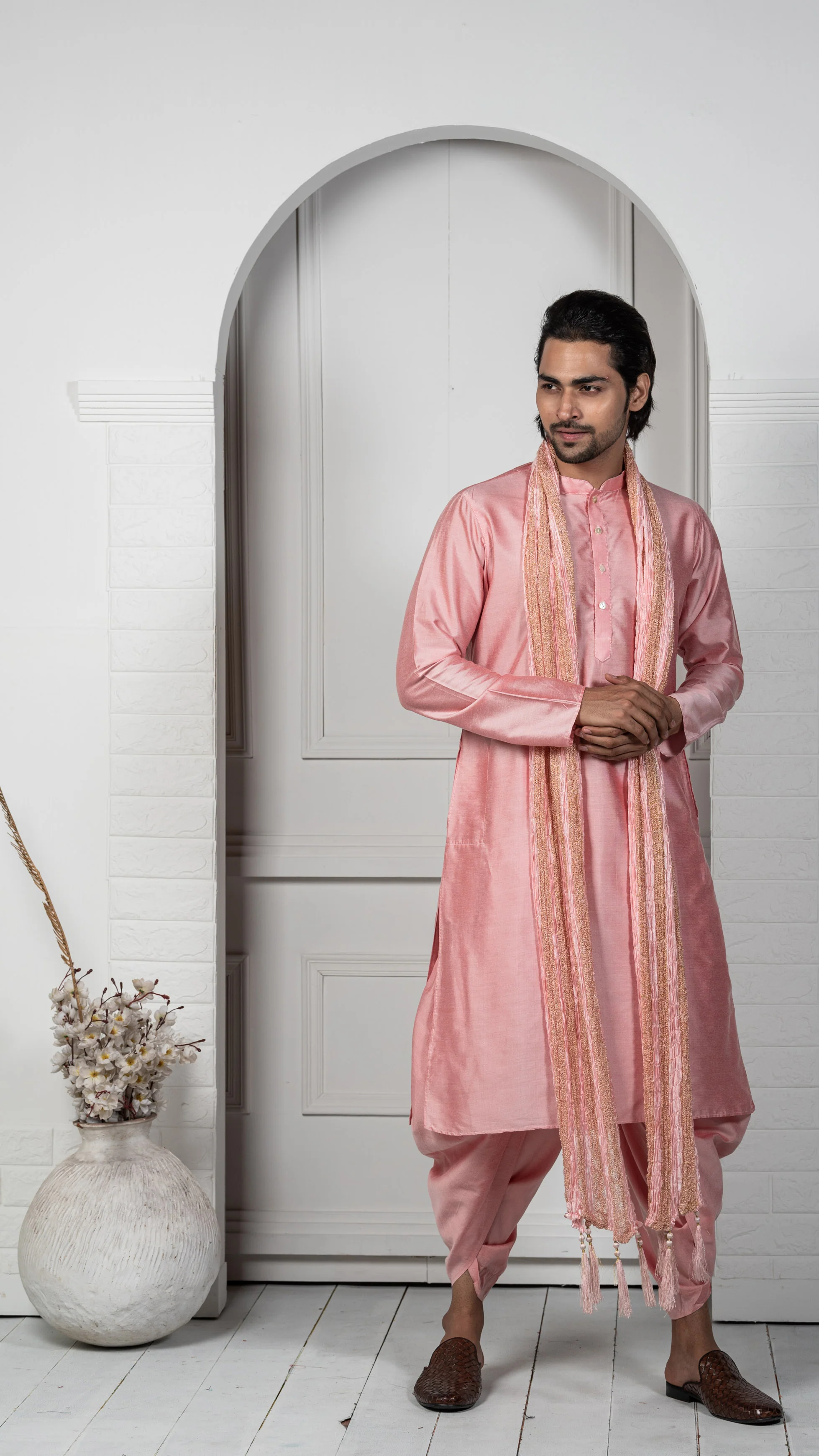 Pink Kurta Dhoti Dupatta Set - Image 2