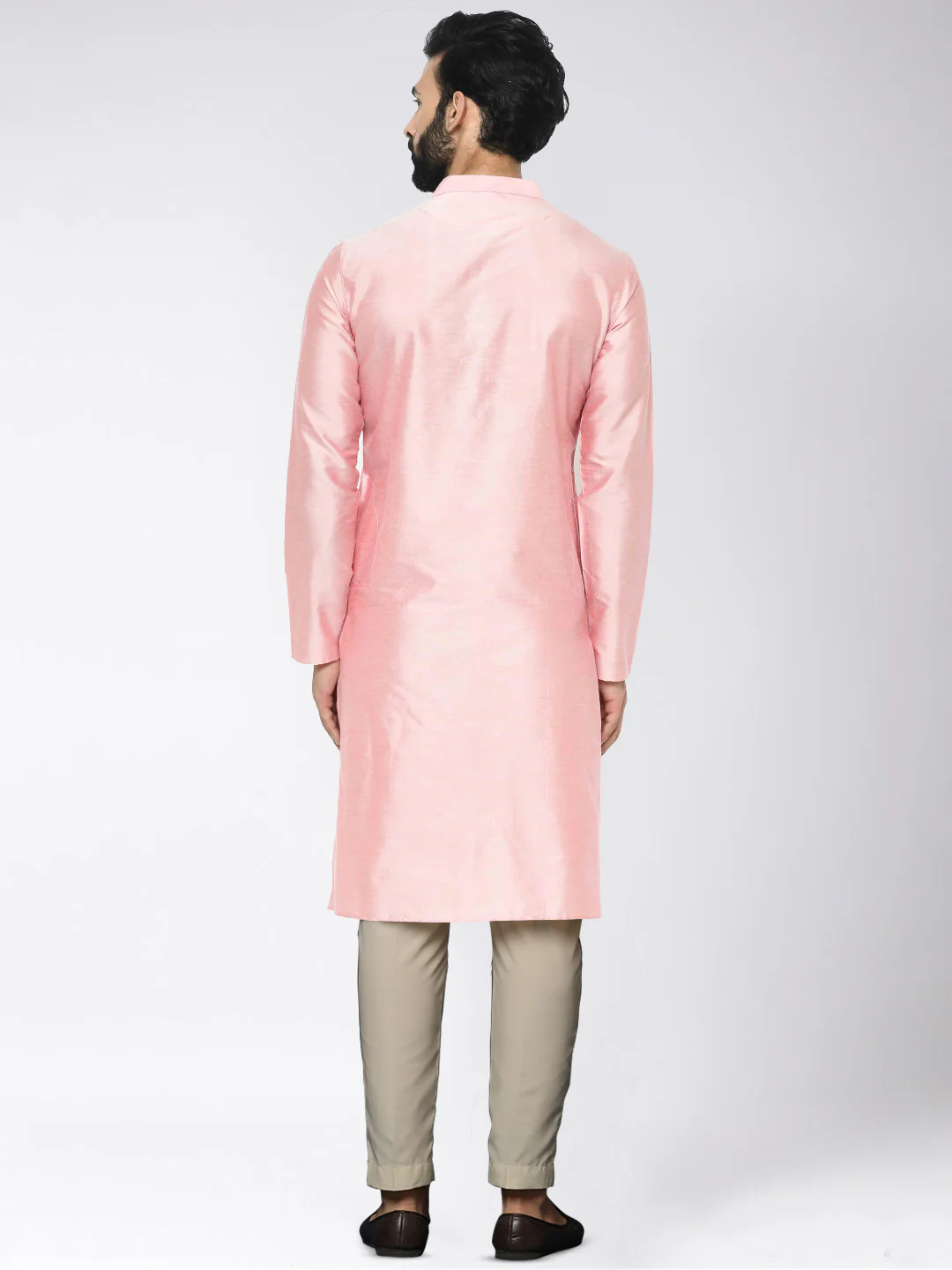 Men's Pink Kurta Trousers Set - Image 4