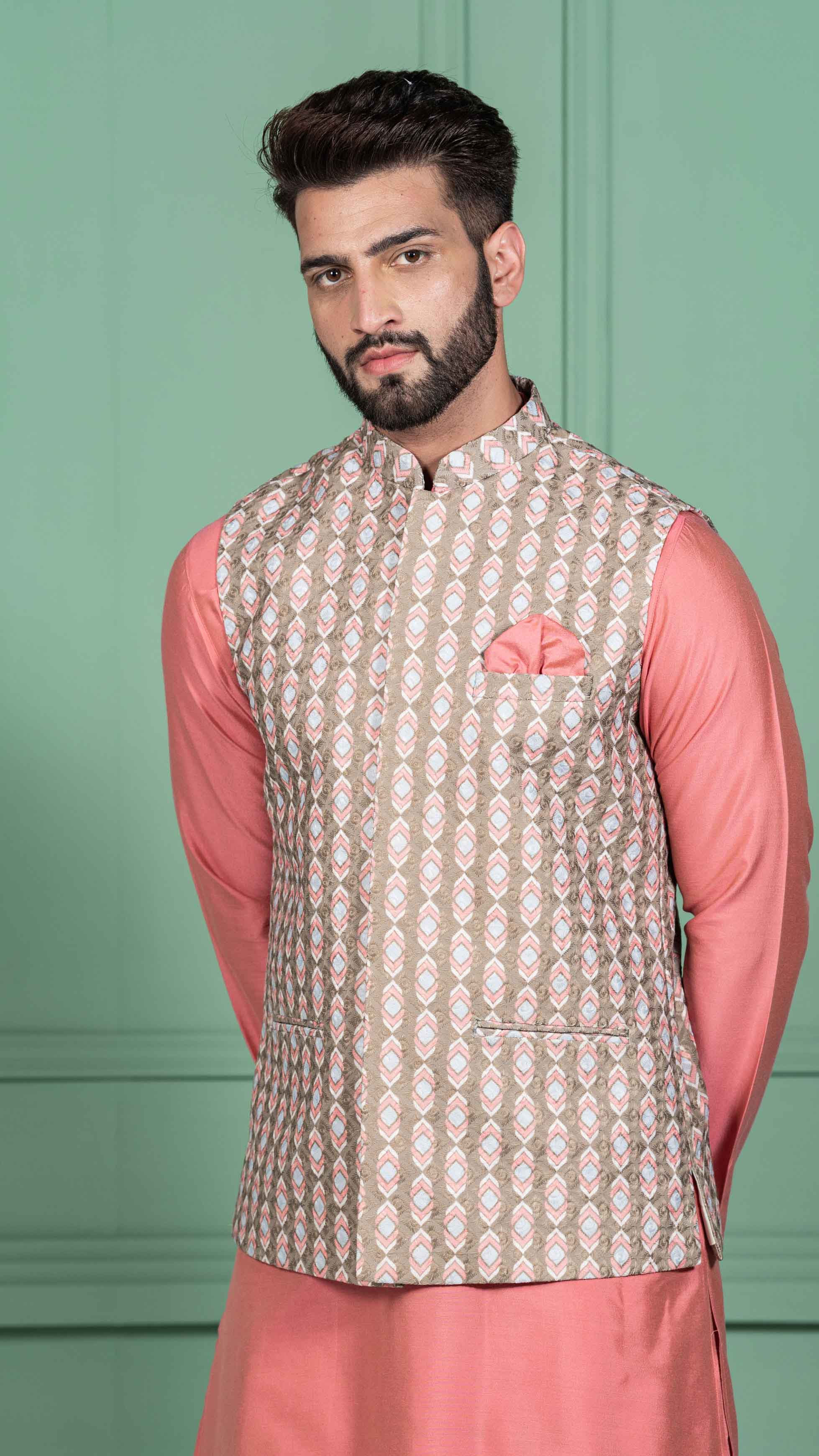 Kisah Men Olive Kurta Jacket Set - Image 5