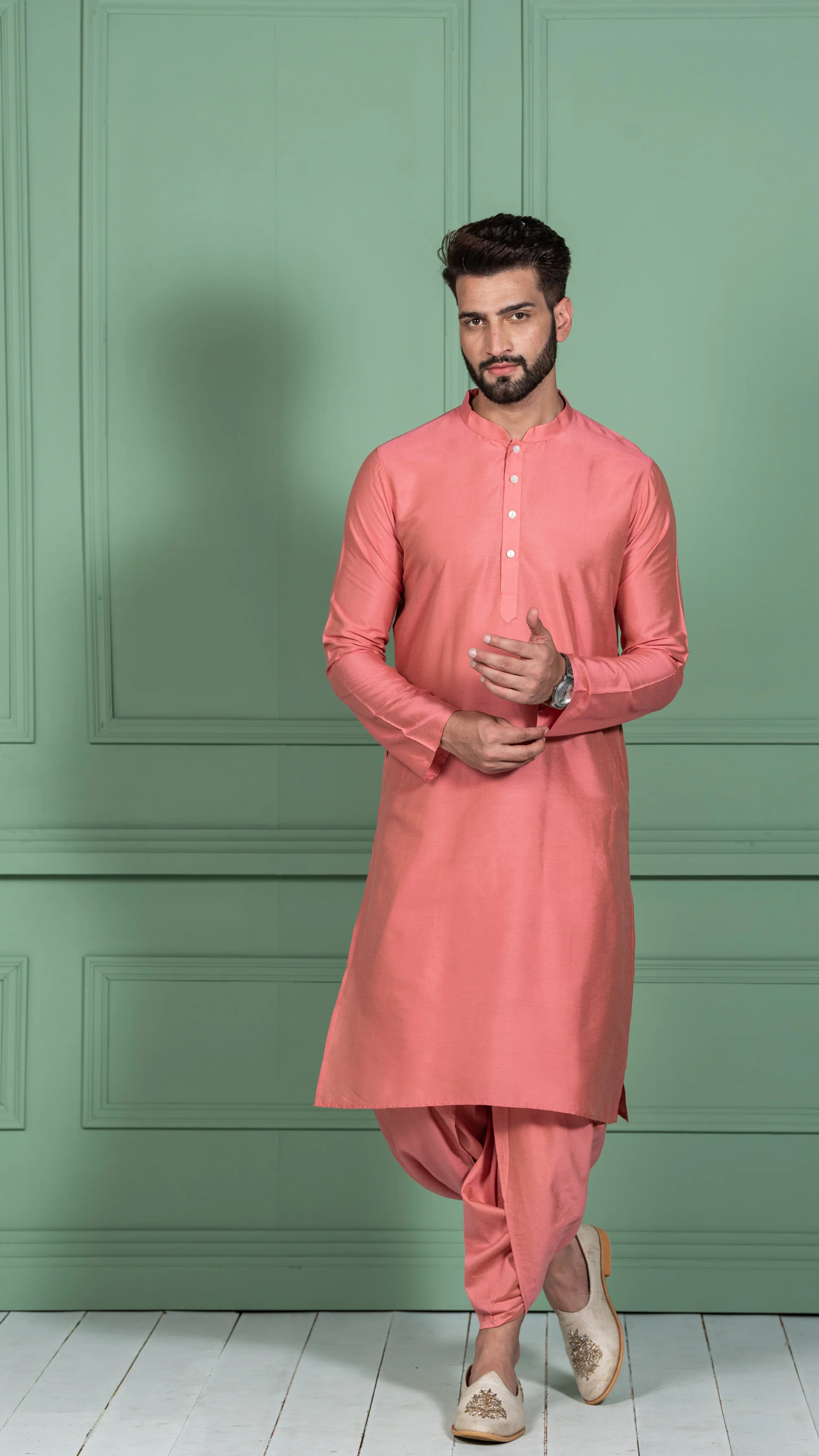 Kisah Men Olive Kurta Jacket Set - Image 6