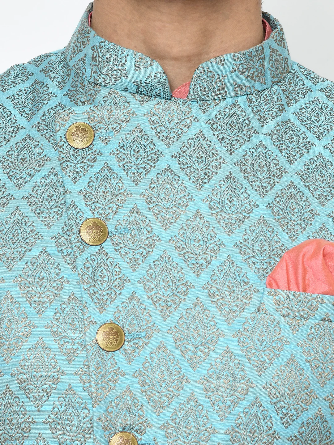 Men's Blue Indowestern Set With Kurta and Churidar - Image 5