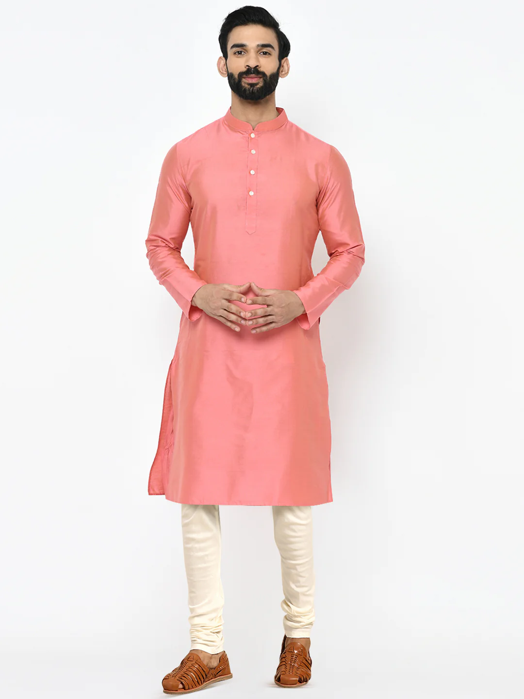 Men's Blue Indowestern Set With Kurta and Churidar - Image 6