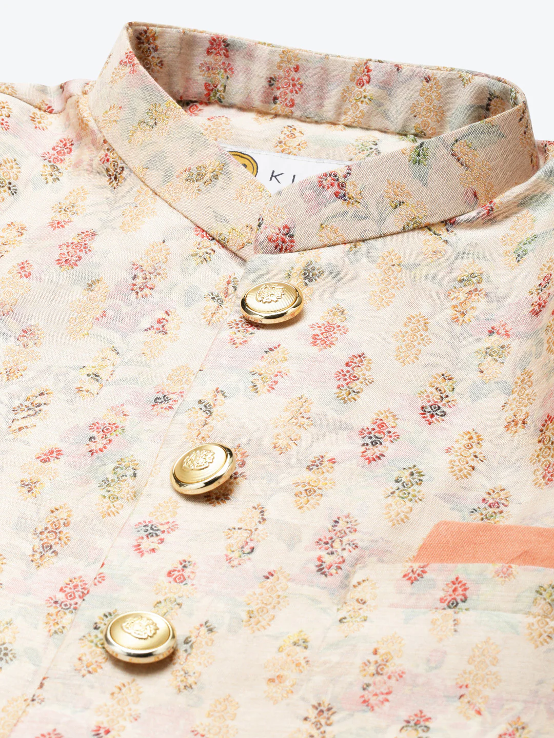 Men's Cream Indowestern Set With Kurta and Dhoti - Image 3