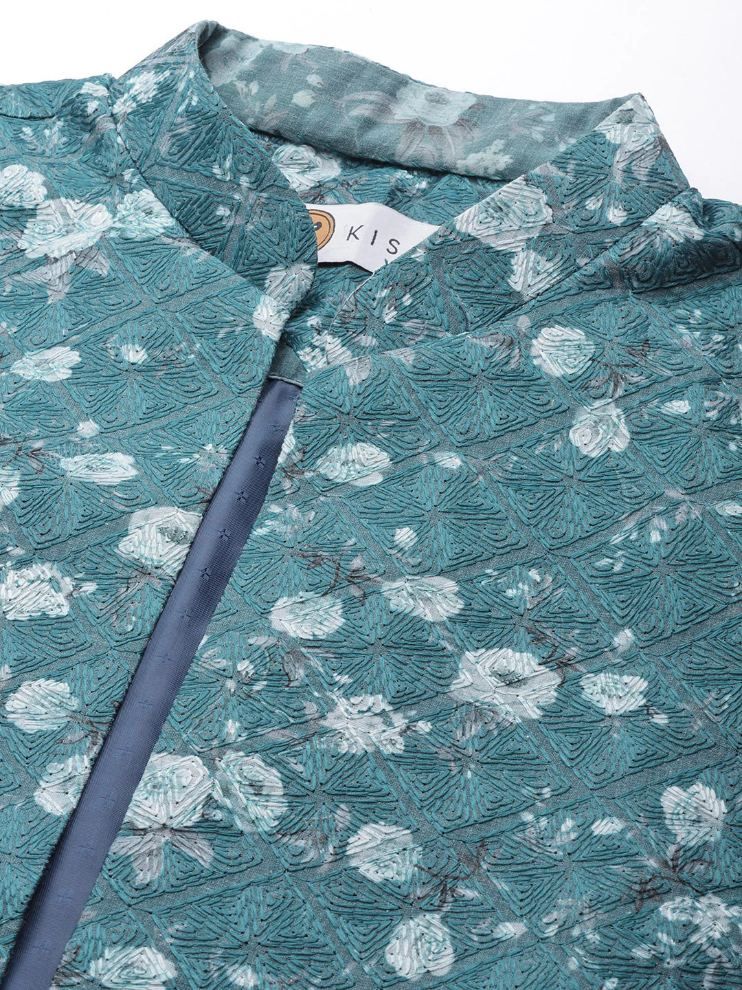 Kisah men Turquoise Blue kurta jacket set - Image 2