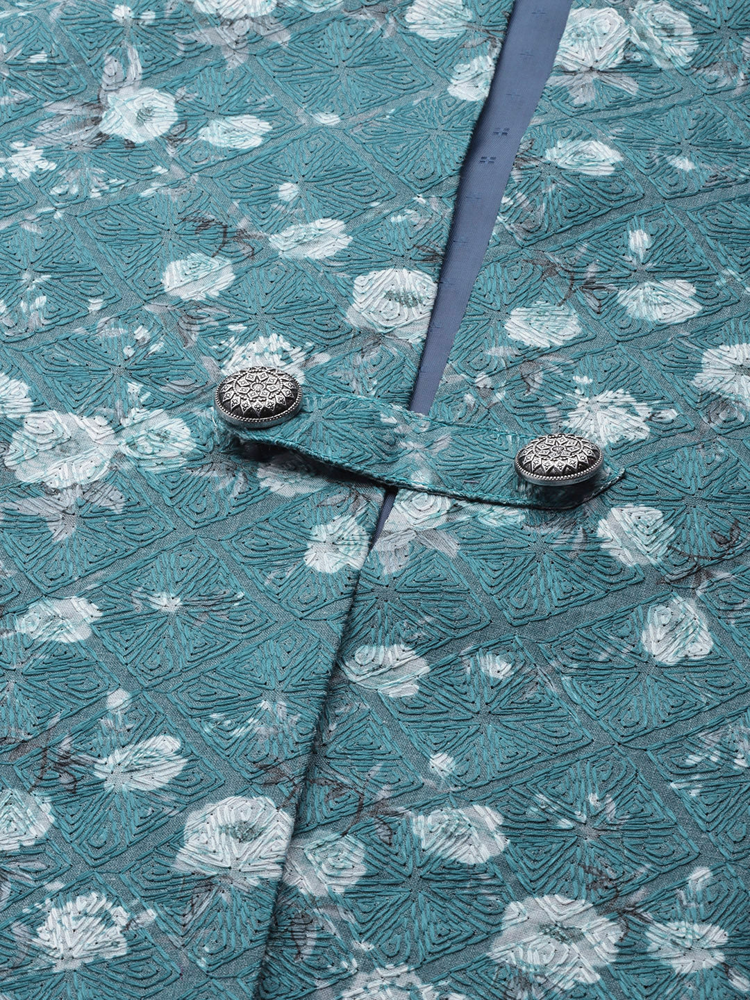 Kisah men Turquoise Blue kurta jacket set - Image 8