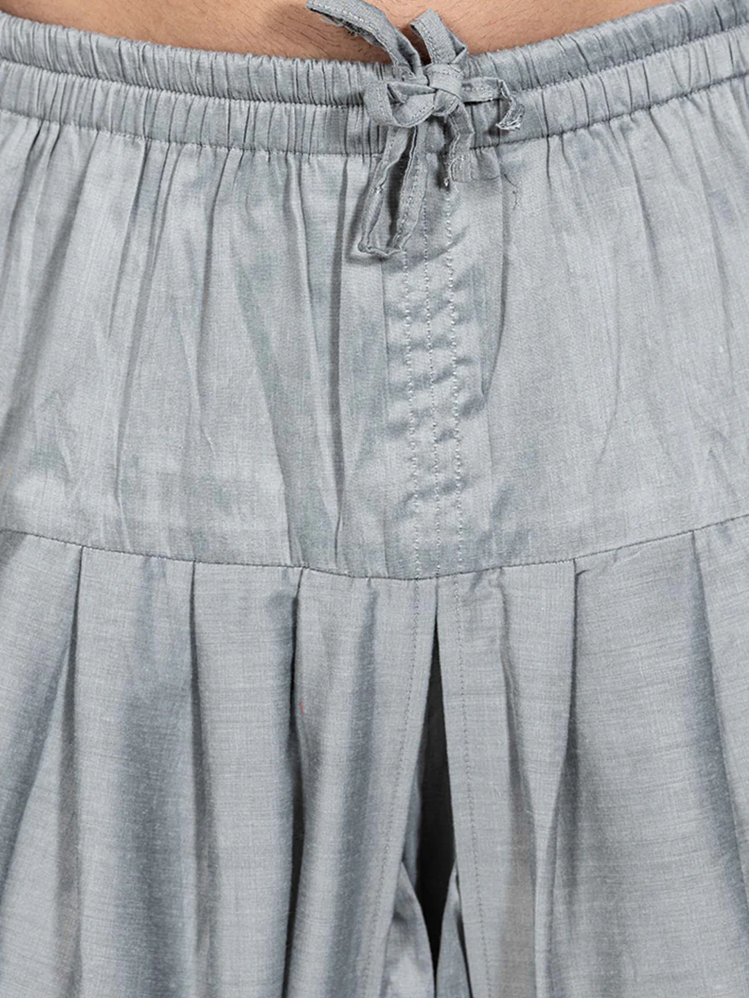 Men's Grey Kurta Jacket Dhoti Set - Image 6