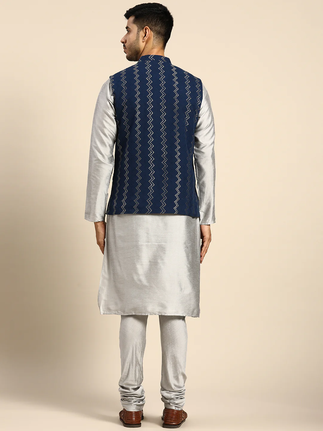 Kisah Men Navy blue Color Kurta Jacket Set - Image 6