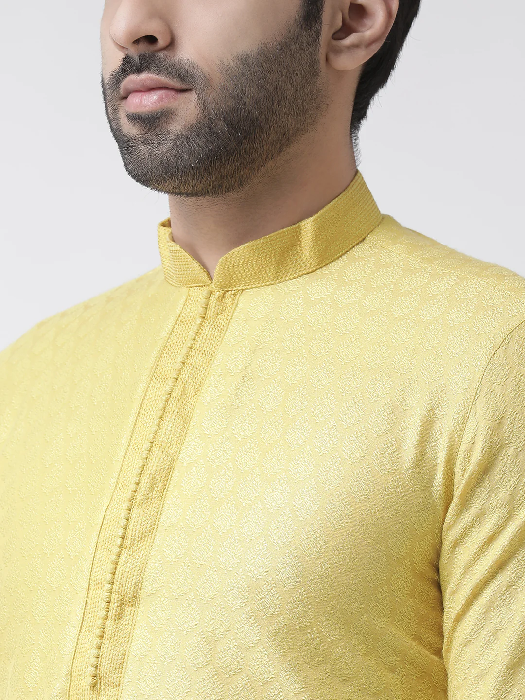 Yellow Silk Blend Kurta Patiala Set - Image 5