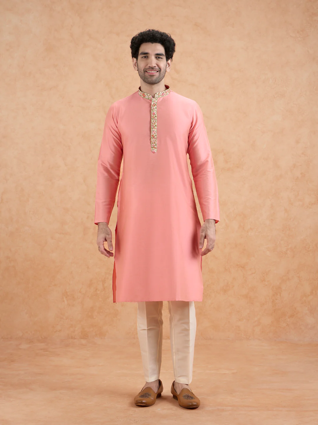 Men's Pink Kurta Trousers Set - Image 7