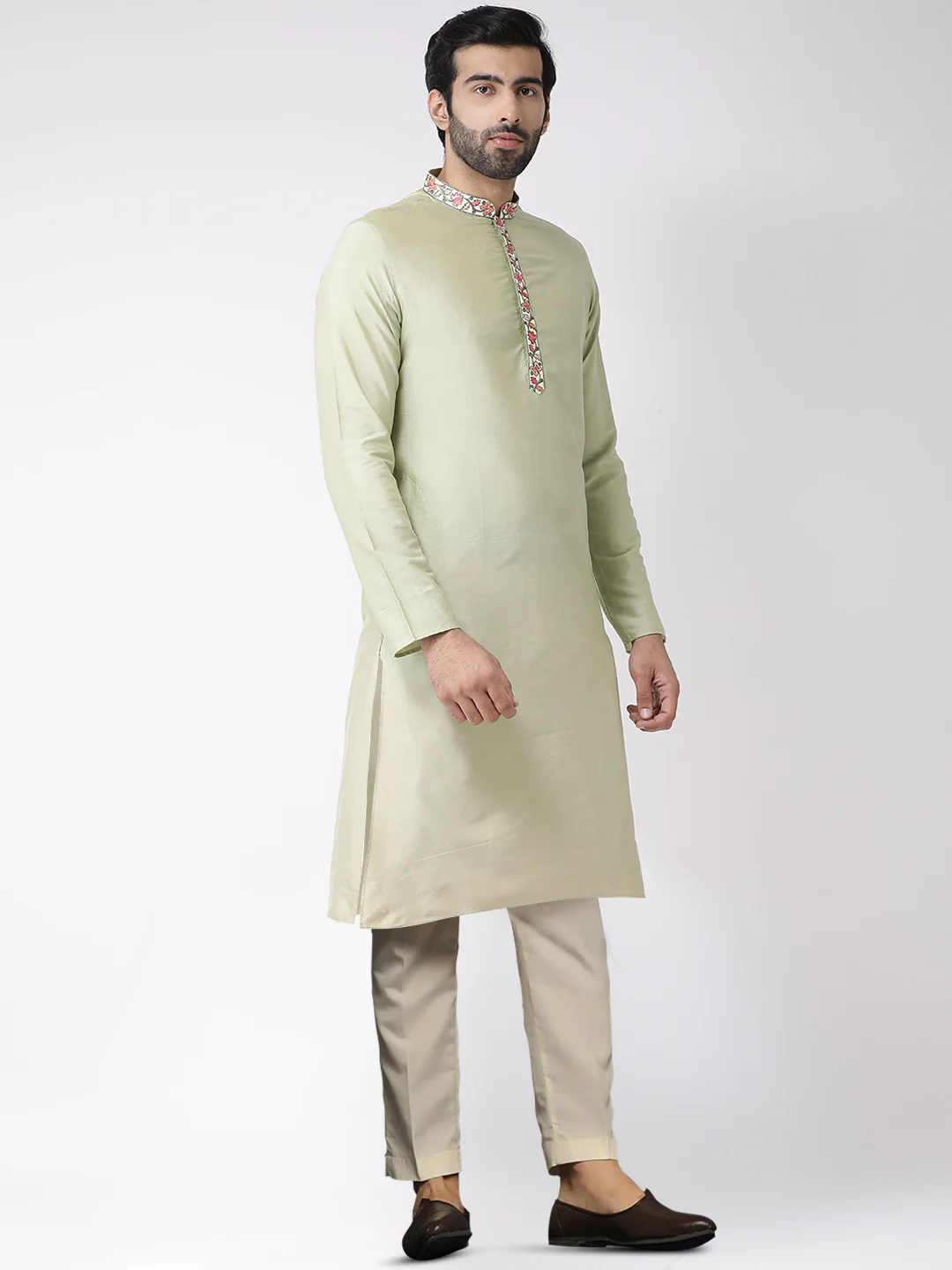 Men's Green Kurta Trousers Set - Image 2