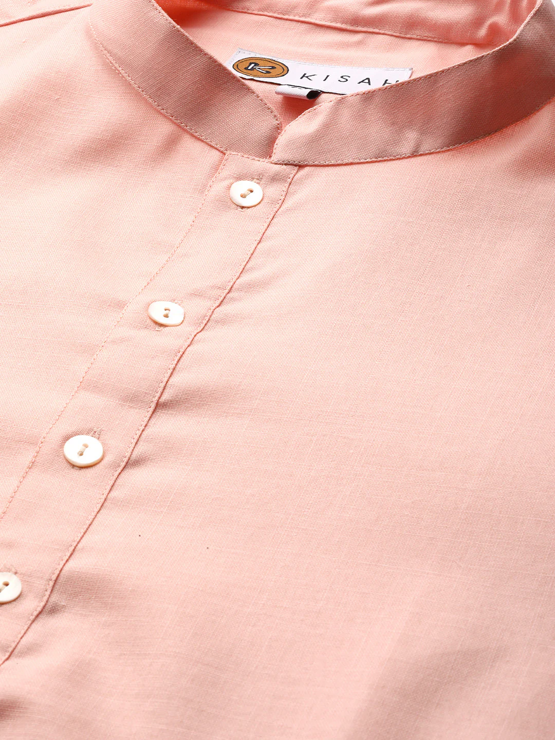 Men's Pink Indowestern Set With Kurta and Churidar - Image 6