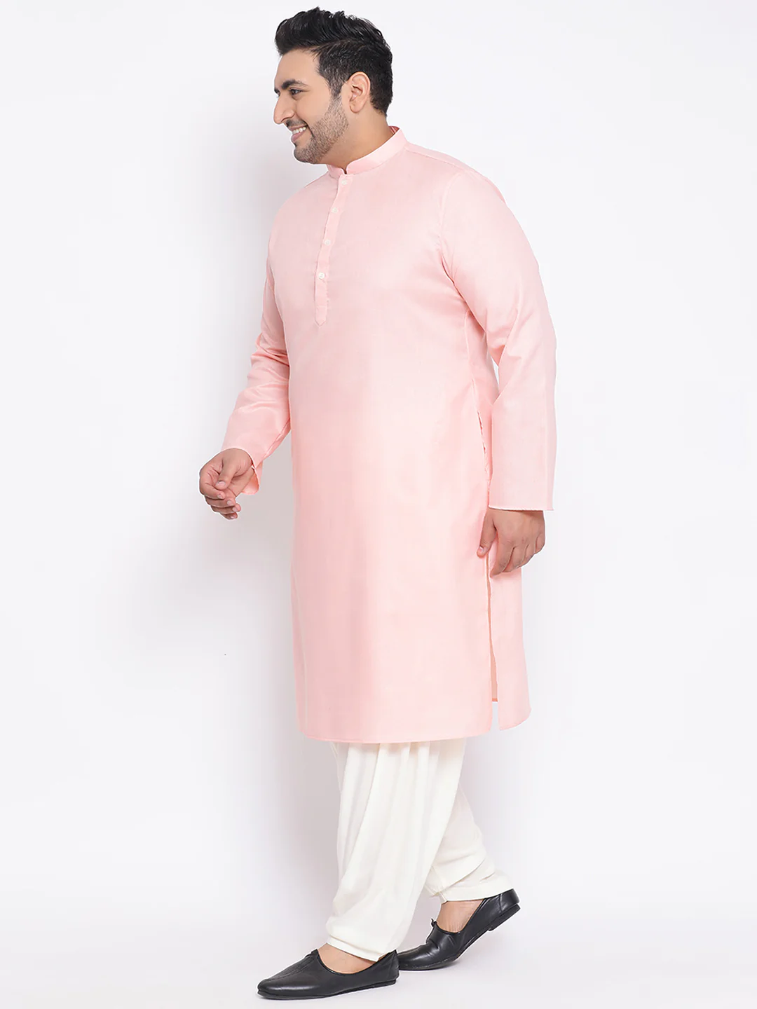 Men's Light Pink Kurta Patiyala Set - Image 2