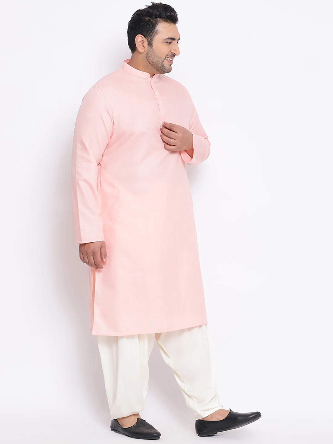 Men's Light Pink Kurta Patiyala Set - Image 6