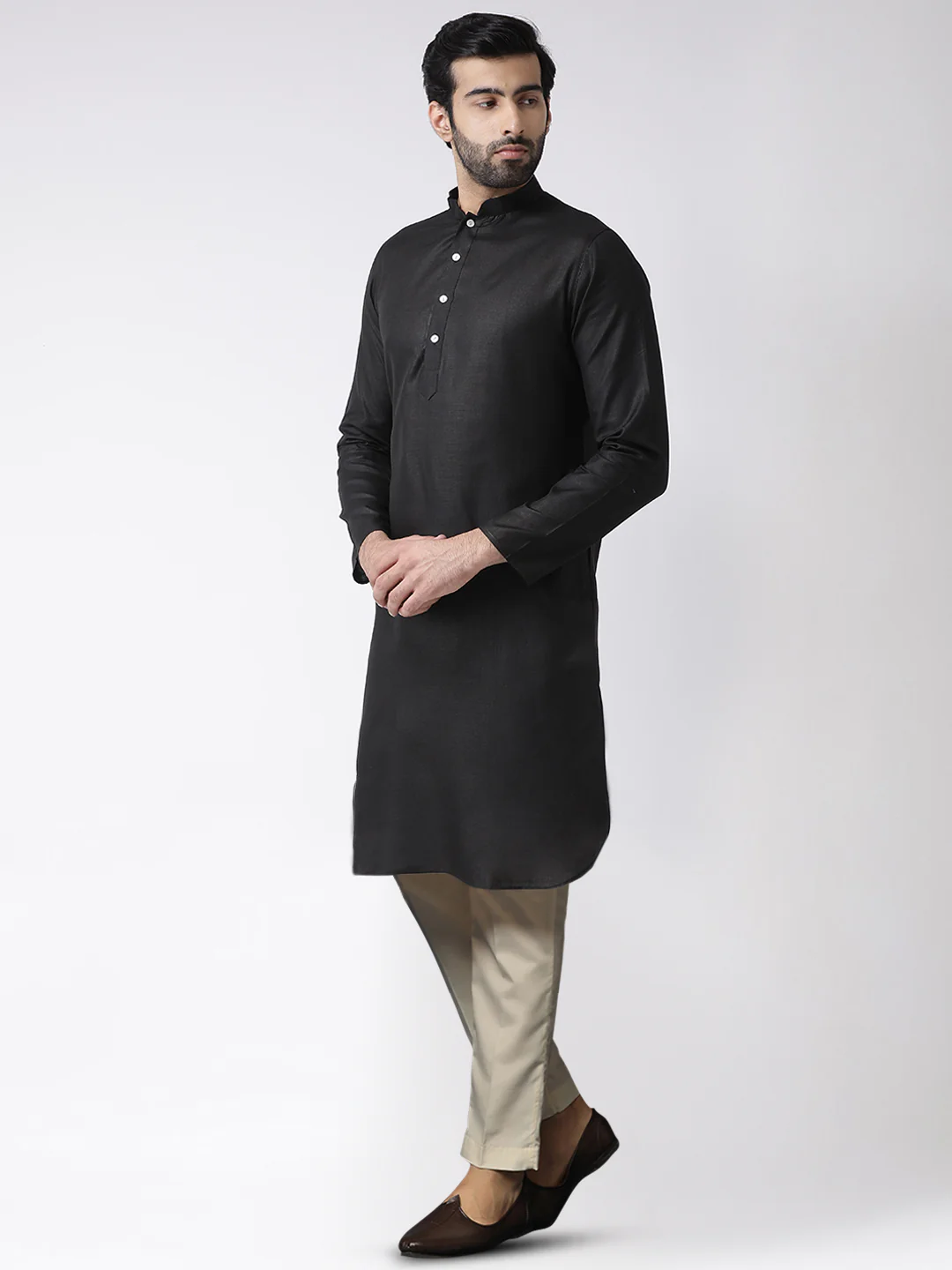 Men's Black Kurta Trousers Set - Image 2