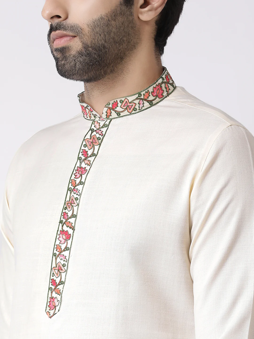 Men's Off White Kurta Churidar Set - Image 4