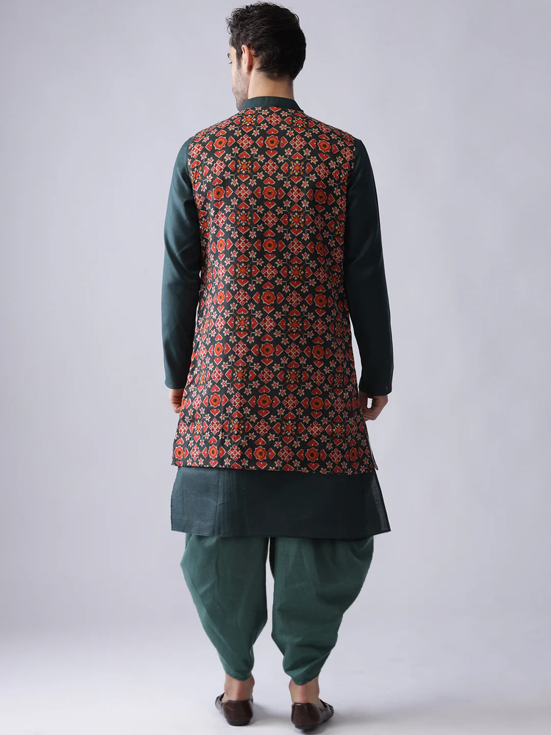 Men's Multi-Color Kurta Jacket Dhoti Set - Image 4