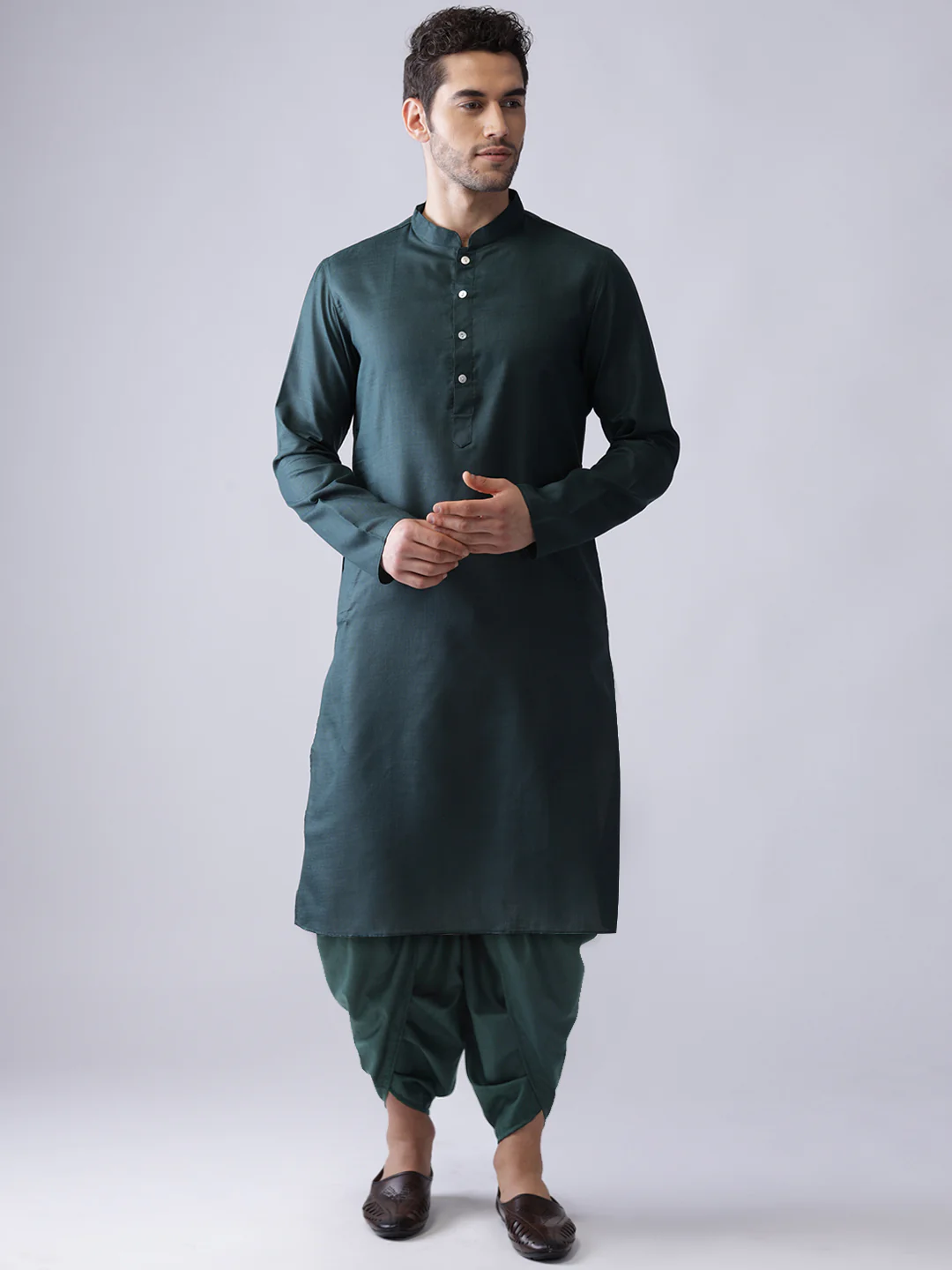 Men's Multi-Color Kurta Jacket Dhoti Set - Image 5