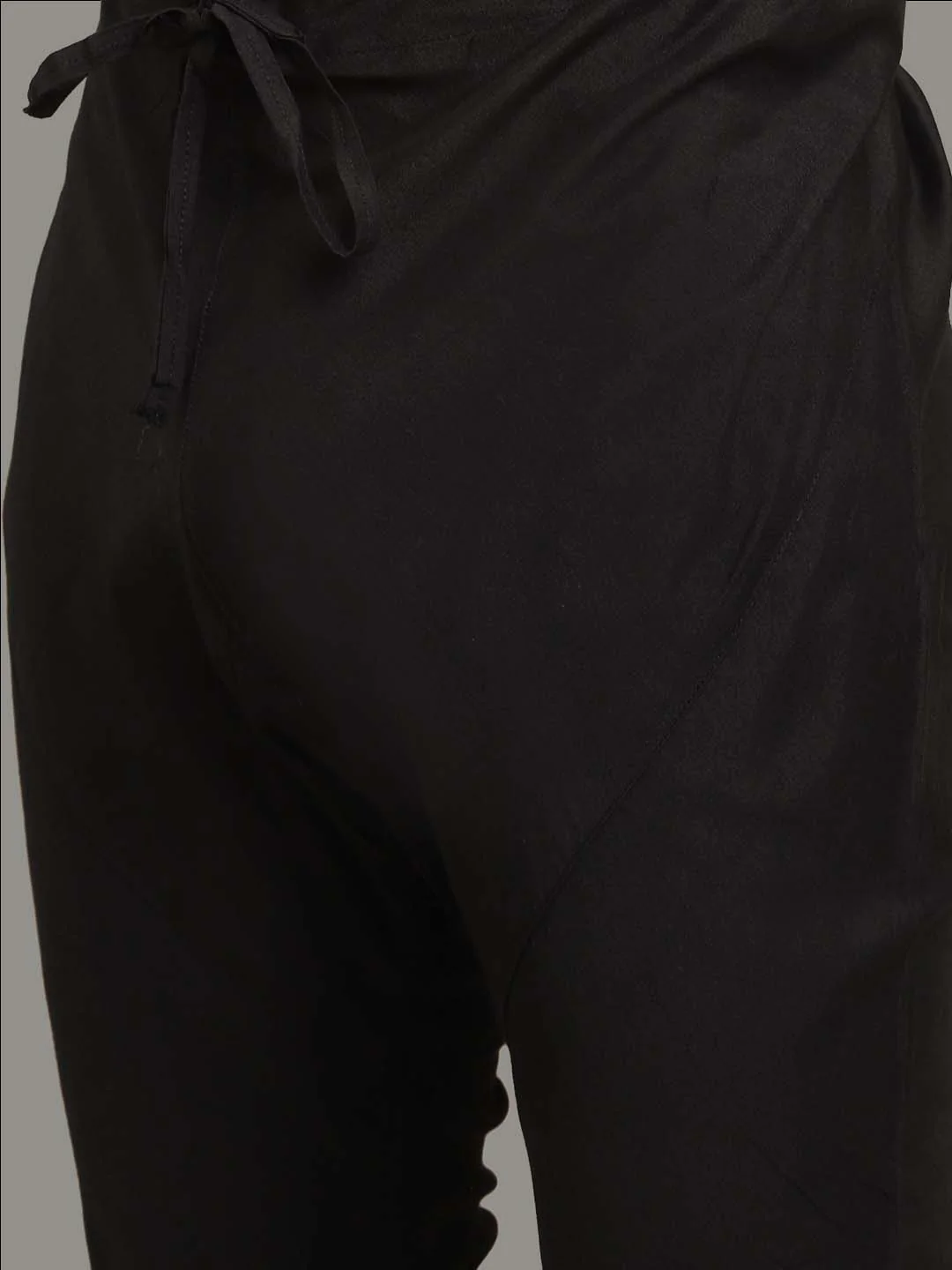 Men Black Textured Kurta Jacket Churidar Set - Image 6